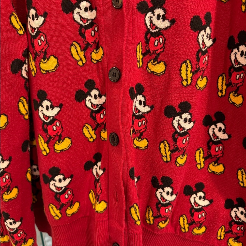 Red Disney Mickey Mouse button down cardigan 2xl - image 5